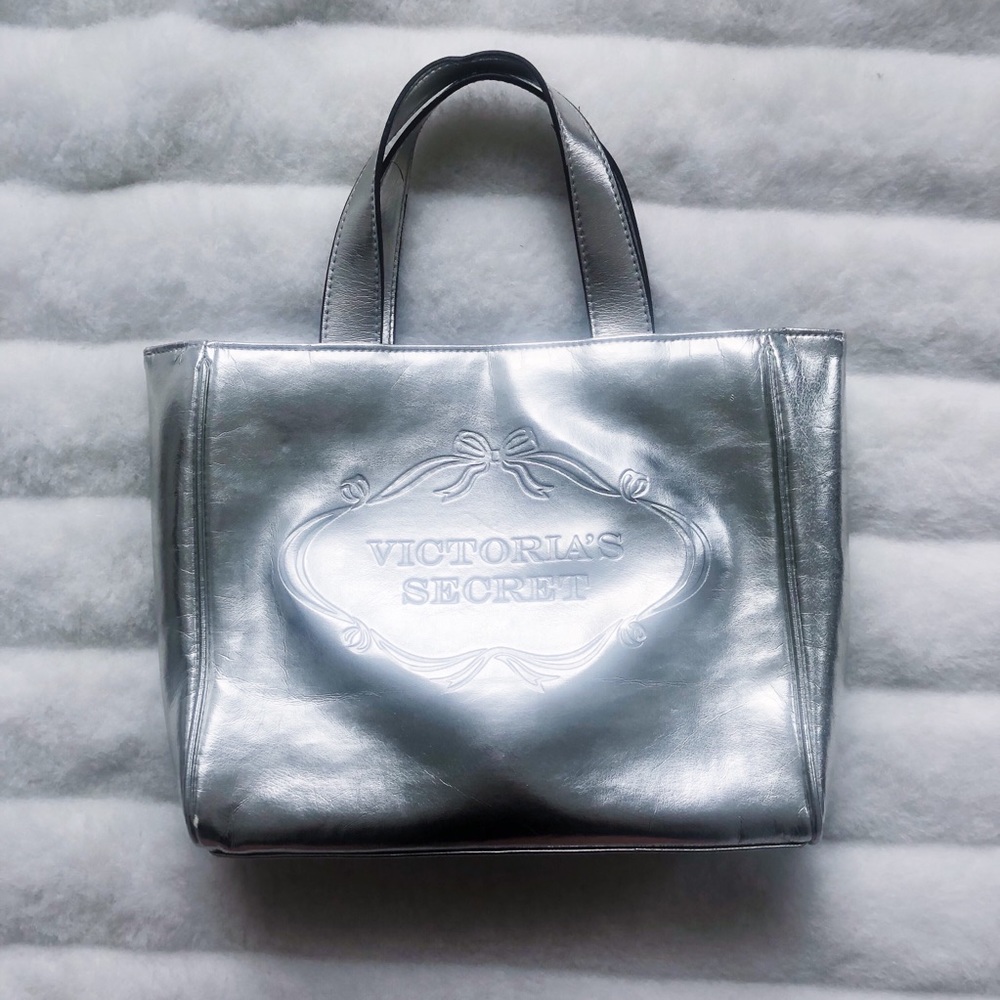 Victoria’s Secret Metallic Silver Logo Bag
